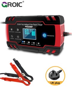 GROIC 8A Battery Charger - 12V and 24V Automotive Trickle for Car Battery, Fully-Automatic Temperature Compensation, Maintainer Truck Motorcycle Lawn Mower Boat Marine  - Image 1