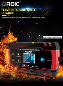 GROIC 8A Battery Charger - 12V and 24V Automotive Trickle for Car Battery, Fully-Automatic Temperature Compensation, Maintainer Truck Motorcycle Lawn Mower Boat Marine  - Image 4