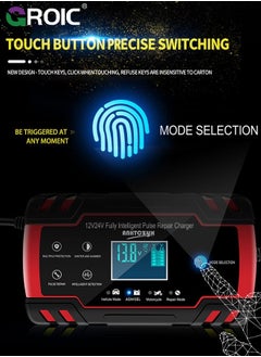 GROIC 8A Battery Charger - 12V and 24V Automotive Trickle for Car Battery, Fully-Automatic Temperature Compensation, Maintainer Truck Motorcycle Lawn Mower Boat Marine  - Image 2