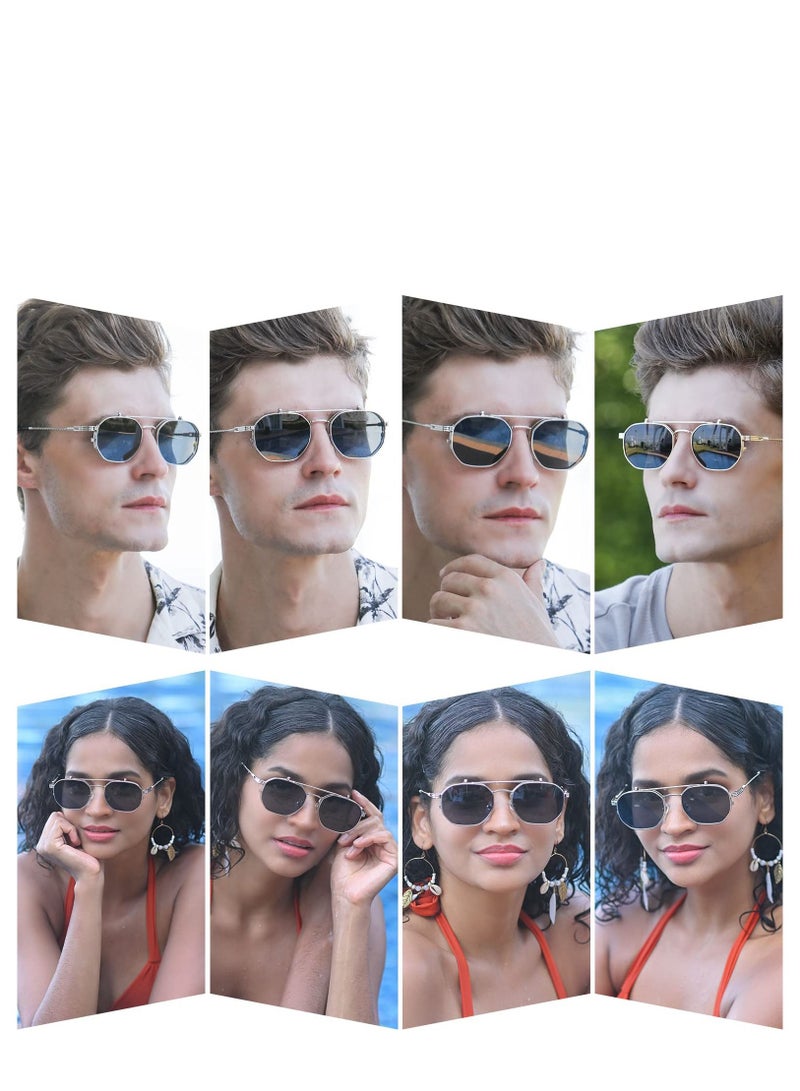 KASTWAVE Fashion Polarized Sunglasses Flip Up Sunglasses Shades UV Protection Sun Glasses Men Women Polarized Steampunk Flip Sunglasses with Double Lenses - Image 2