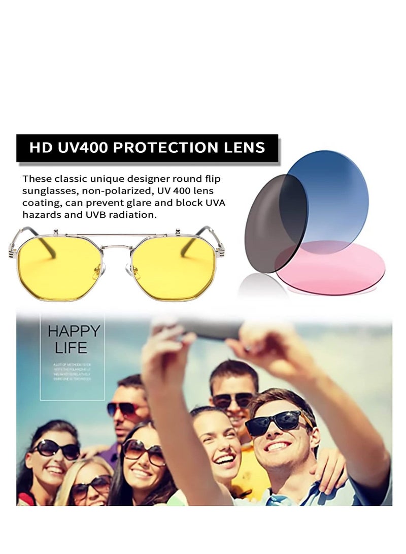 KASTWAVE Fashion Polarized Sunglasses Flip Up Sunglasses Shades UV Protection Sun Glasses Men Women Polarized Steampunk Flip Sunglasses with Double Lenses - Image 5