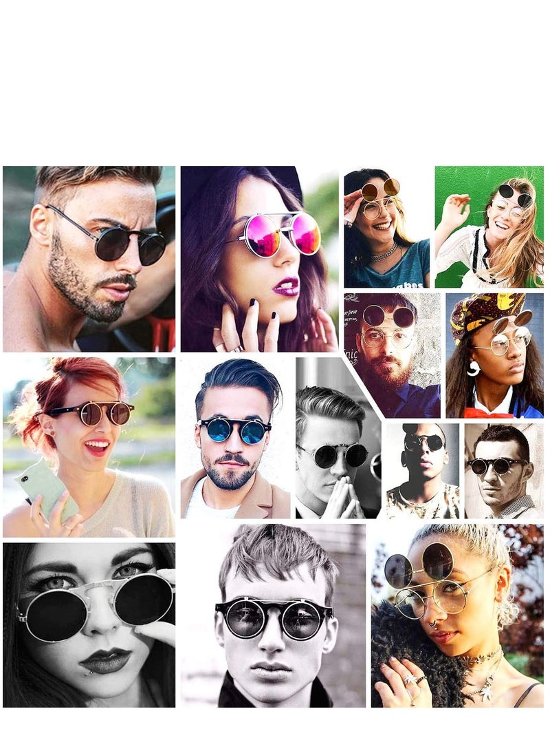 KASTWAVE Fashion Polarized Sunglasses Flip Up Sunglasses Shades UV Protection Sun Glasses Men Women Polarized Steampunk Flip Sunglasses with Double Lenses - Image 3