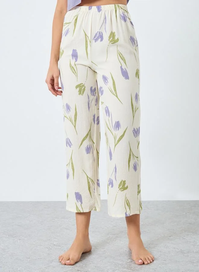 تايك تو طقم كامي سادة مع بيجاما بطبعة زهور