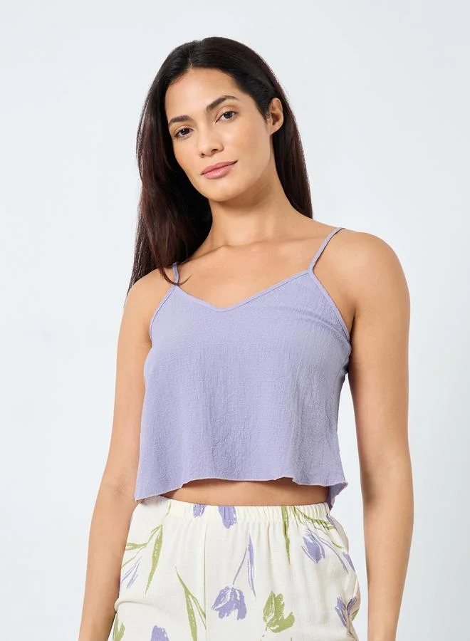 تايك تو طقم كامي سادة مع بيجاما بطبعة زهور