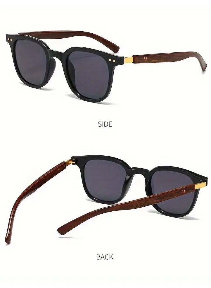 POLITE Black Retro Square Fashion Sunglasses For Women Men , Sun Shades For Driving Beach Travel  fashion - Image 2