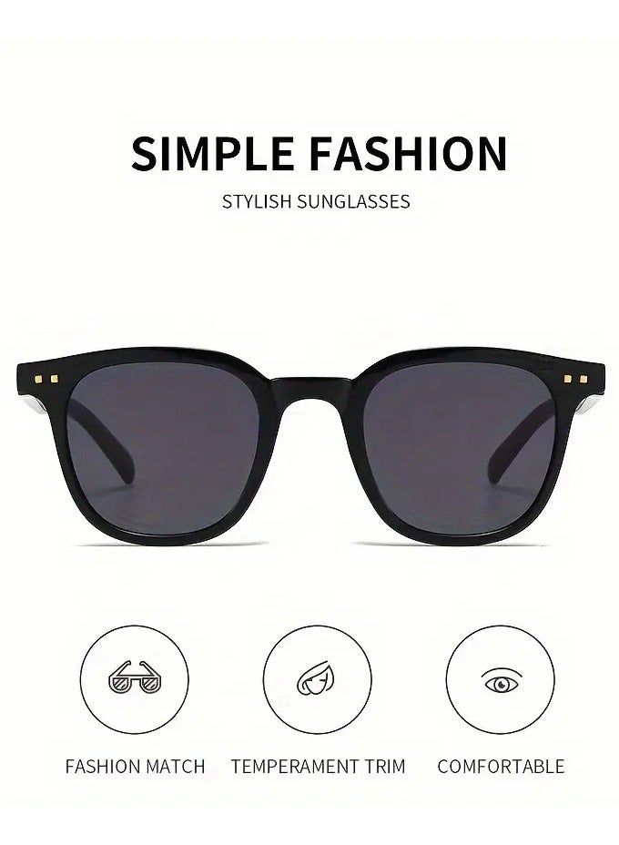 POLITE Black Retro Square Fashion Sunglasses For Women Men , Sun Shades For Driving Beach Travel  fashion - Image 3