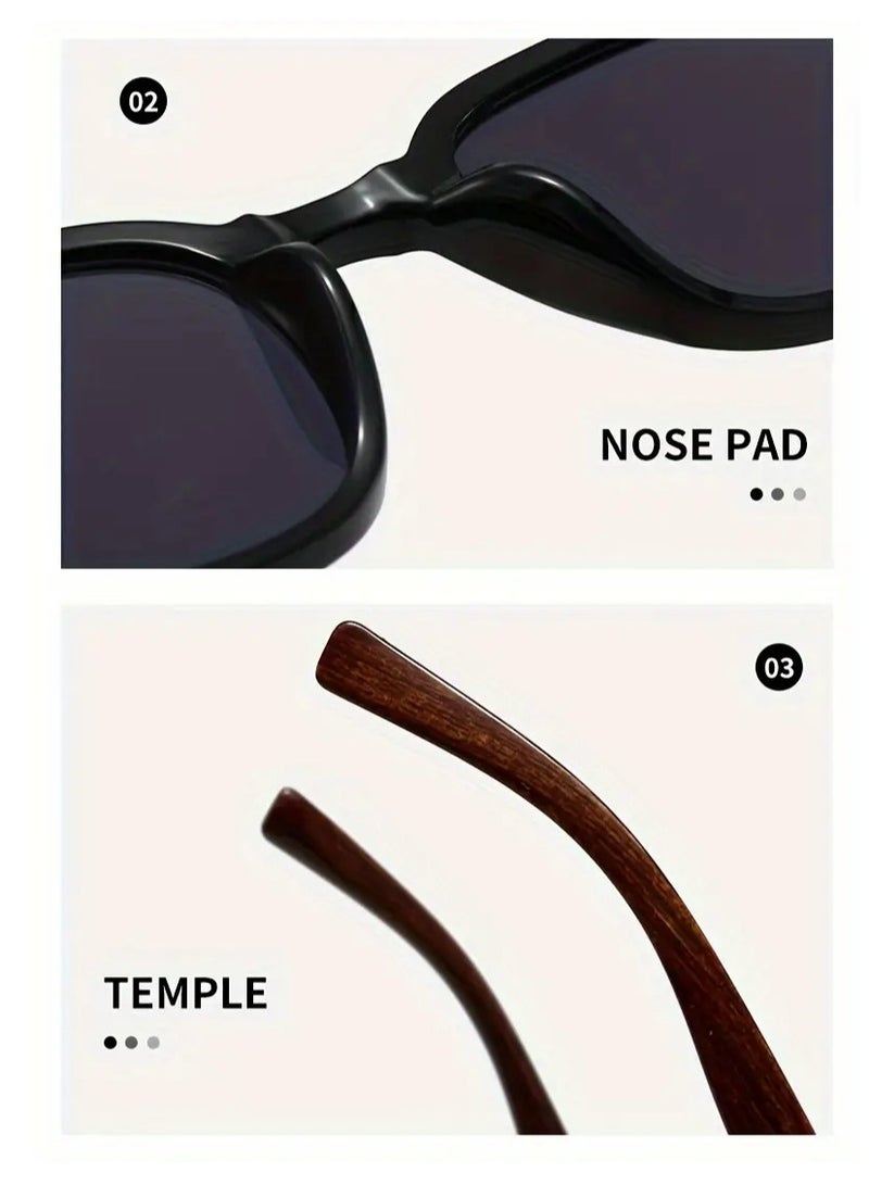 POLITE Black Retro Square Fashion Sunglasses For Women Men , Sun Shades For Driving Beach Travel  fashion - Image 4