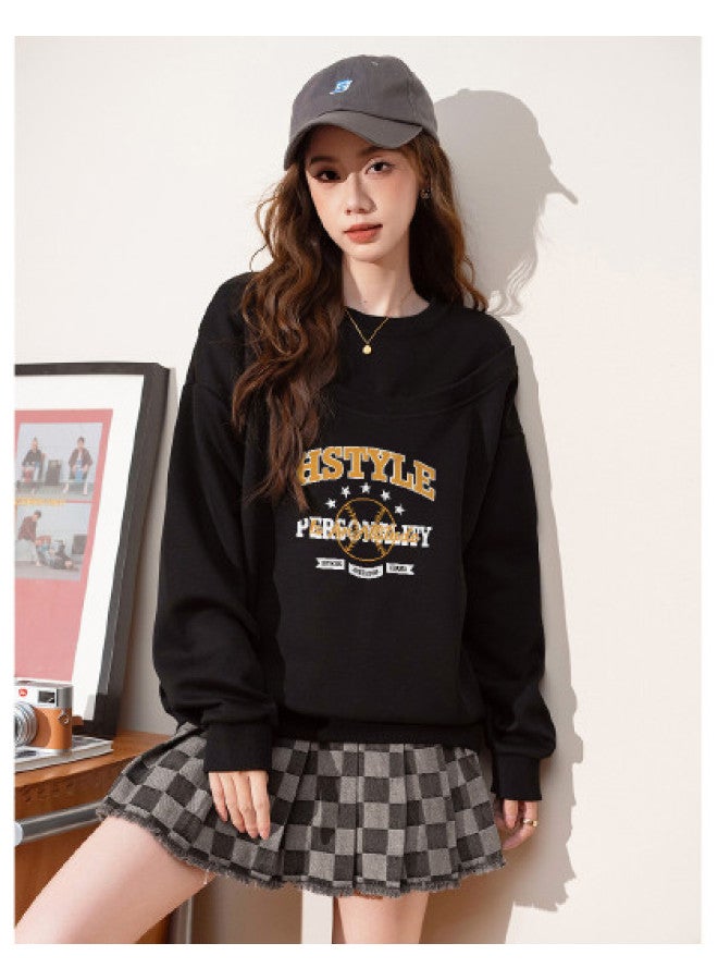 Hstyle spring Fashion Trendy Korean Style Versatile Round Neck Loose Fit Women's Hoodie - Image 1