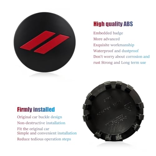 QOMAGO 4PCS Wheel Center caps with Same Pattern tire Valve caps Cover Original Vehicle Replacement 2.5in/63mm Compatible with Challenger Charger Durango Accessories and More (Black Red) - Image 2