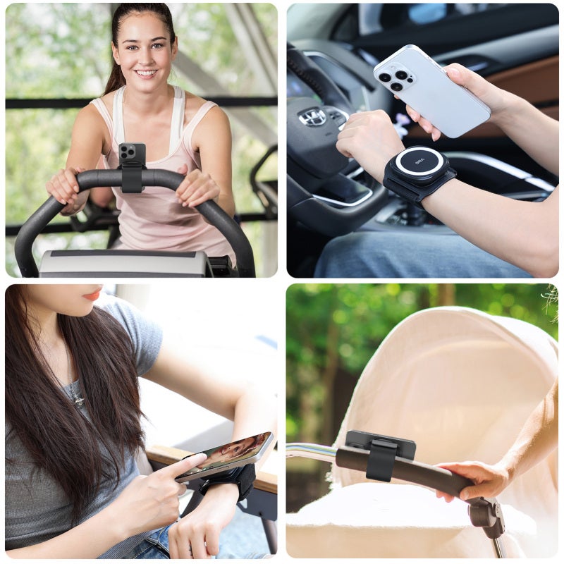 VRIG Magnetic Phone Wrist Strap Universal Holder with N52 Strong Magnet - Breathable Elastic Wristband for Live Streaming Walking Hiking Cycling Running - Image 3