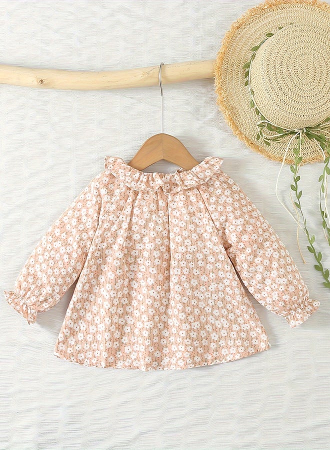 تايك تو بلوزة قطنية بطبعة زهور للبنات بياقة مكشكشة - Image 2