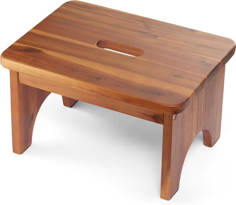 Carpentray Wooden Step Stool, 3.5'' One Step Stool for Adults, Wooden Beside with 550 Lbs Load Capacity, Heavy Duty/Durable Construction Safe for Bedroom/Kitchen (9in Height) - Image 3