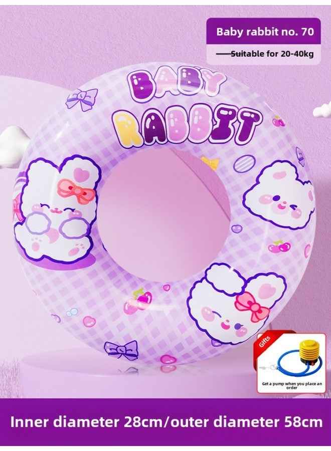 Generic Children's Swimming Ring Thick Life Buoy Anti-rollover Beginner Boys And Girls Baby Cartoon Inflatable Underarm Ring-Inner Diameter After Inflating:Baby Rabbit Size 70 (recommended Weight 20-40kg ) - Image 1