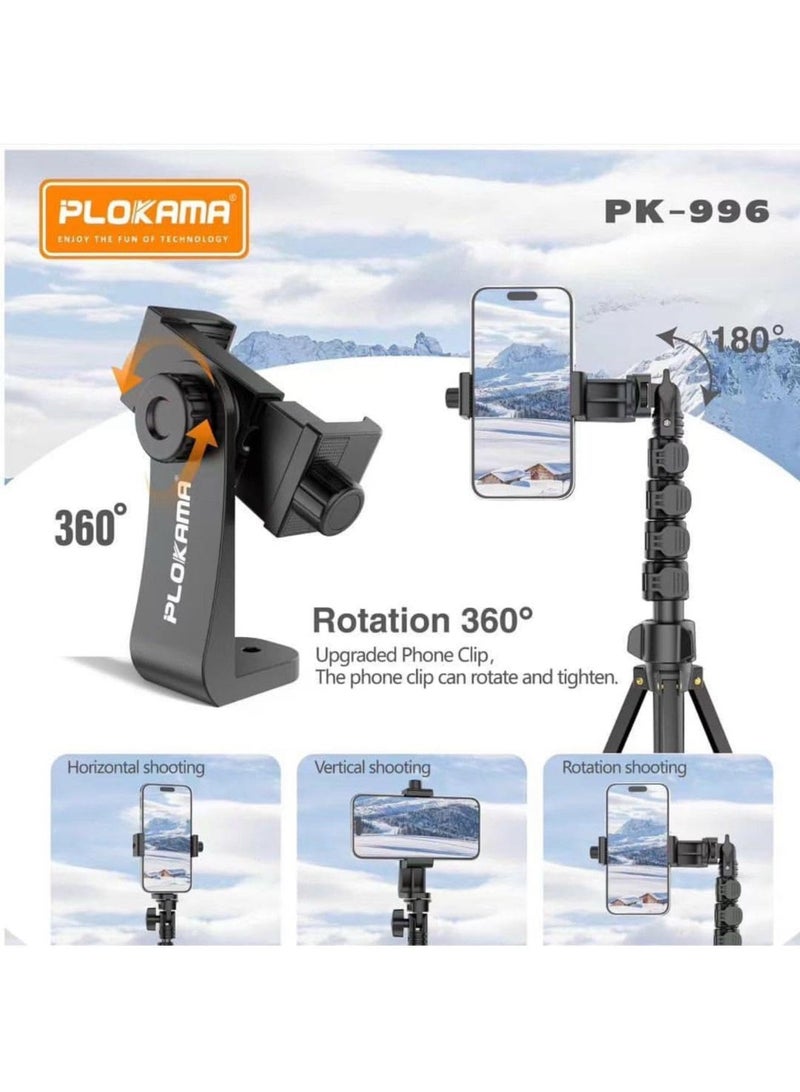 بلوكاما حامل ثلاثي PK-996 (170 سم) متوافق مع الكاميرا و الهاتف المحمول - حاملات ثلاثية و أحادية خفيفة الوزن للعمل الرقمي الاحترافي - أسود - Image 5