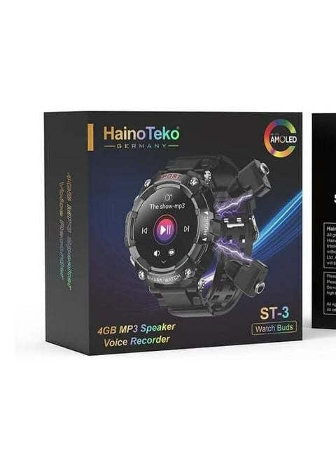 Haino Teko ST-3 Smart Watch with Built-in Bluetooth Speakers, 4GB MP3 Speaker, Large Round AMOLED Display with Wireless Charging