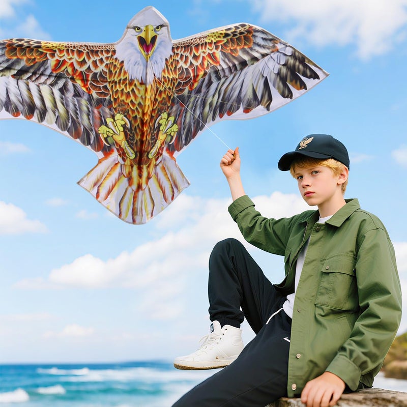 YFAFENGS Bald Eagle Kite for Adults & Kids, Professional Durable Kites for Beginners, Outdoor Activities, Beach & Park - Easy Fly Kites Toys for Family Fun-Brown - Image 3