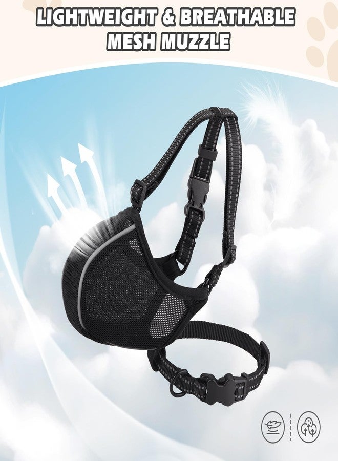BONTHEE Dog Muzzle - Soft Breathable Mesh Nylon Adjustable Muzzle for Small Medium Large Dogs | Prevents Chewing,Biting & Scavenging | Allows Panting, Drinking & Grooming | Secure Collar Strap Design(Black M) - Image 5
