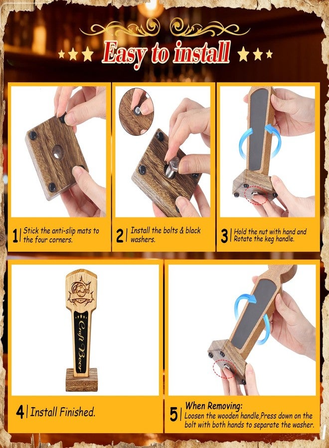 WELLBOM حامل عرض لمقابض صنبور البيرة (قطعتان)، حامل عرض خشبي لمقابض صنبور البيرة، خيط 3/8 بوصة - 16 UNC، حامل صنبور البيرة لعرضه في الحانات، لمحبي البيرة، ولصنع البيرة في المنزل (الحامل فقط) - Image 4