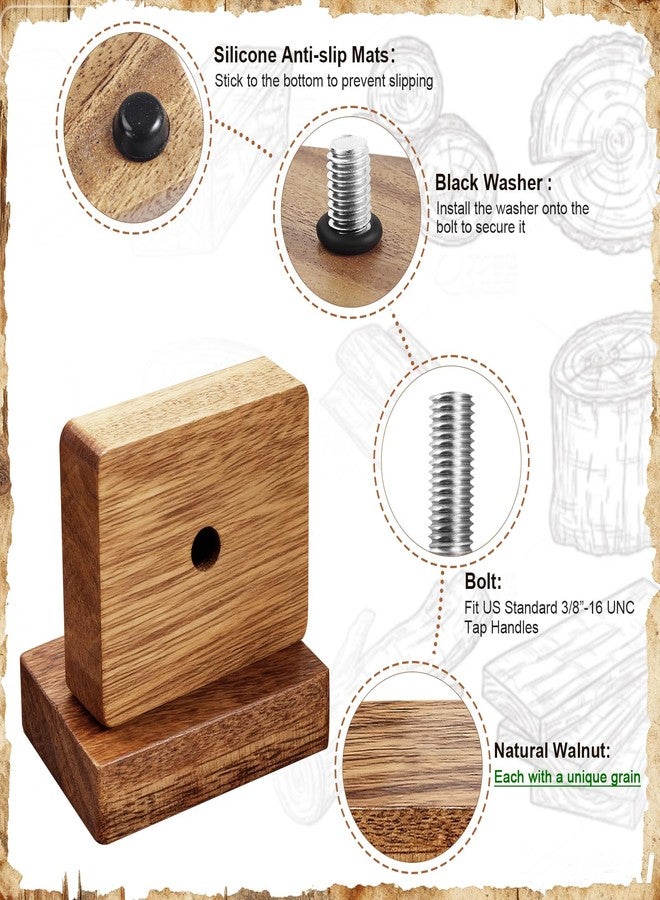 WELLBOM حامل عرض لمقابض صنبور البيرة (قطعتان)، حامل عرض خشبي لمقابض صنبور البيرة، خيط 3/8 بوصة - 16 UNC، حامل صنبور البيرة لعرضه في الحانات، لمحبي البيرة، ولصنع البيرة في المنزل (الحامل فقط) - Image 2