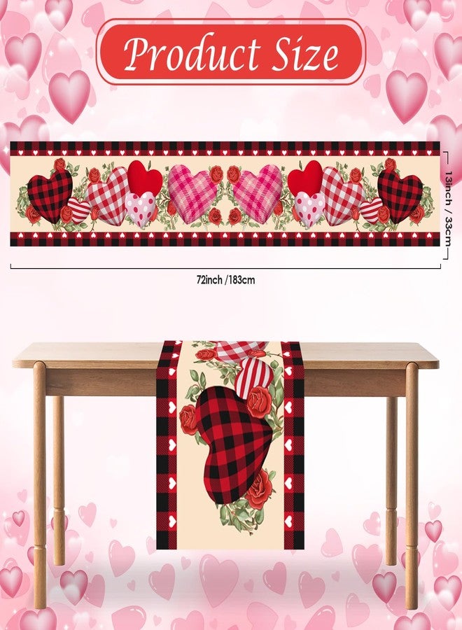 Tetutor Valentines Day Table Runner 13 x 72 Inch, Love Heart Valentine Table Runner Valentines Day Decorations, Kitchen Dining Table Decorations - Image 3