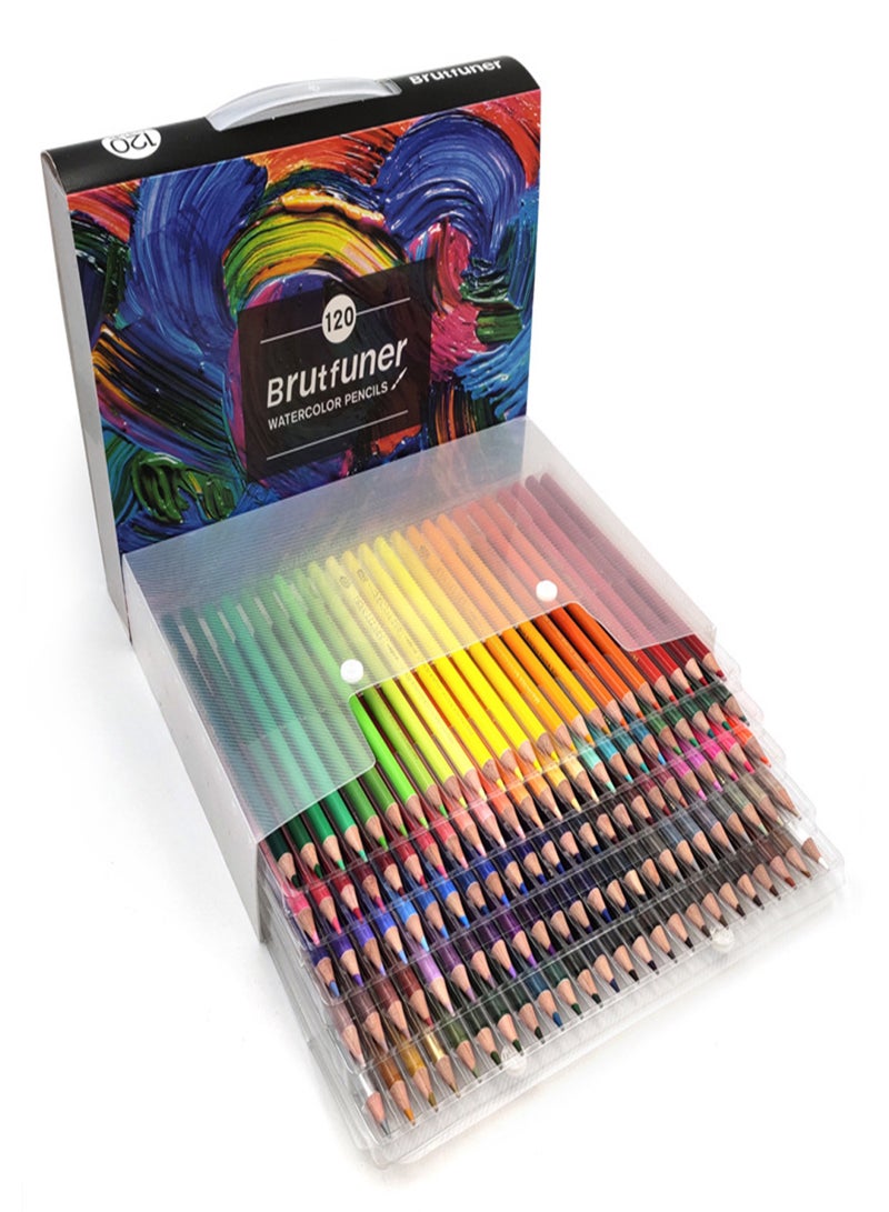 Brutfuner 120 Color Watercolor Pencils Set Pre-Sharpened Water Soluble Color Pencils Art Supplies for Students Adults Artists Drawing Sketching Coloring Books - Image 1