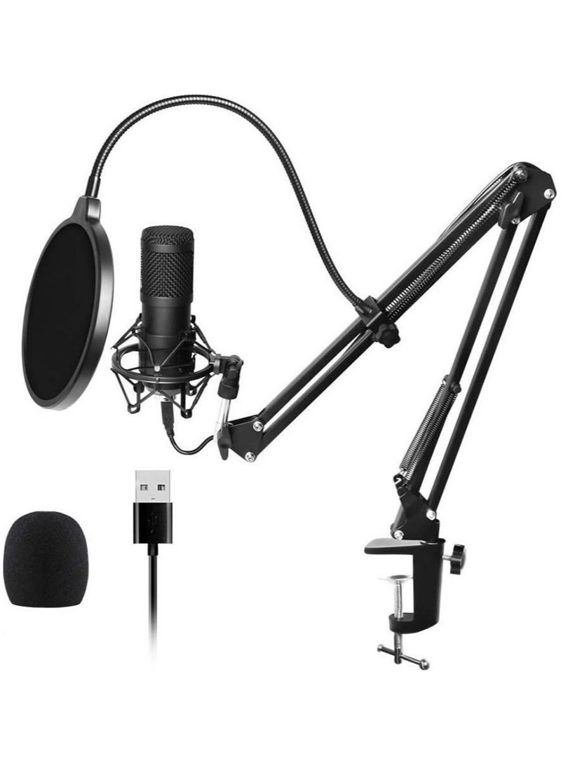 Studio Condenser Microphone Included Adjustable Suspension Scissor Arm Stand, Shock Mount and Pop Filter for PC Karaoke, Gaming, Studio Recording and Broadcasting - Image 1