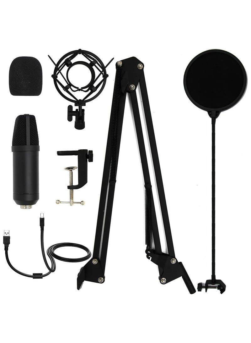 Studio Condenser Microphone Included Adjustable Suspension Scissor Arm Stand, Shock Mount and Pop Filter for PC Karaoke, Gaming, Studio Recording and Broadcasting - Image 5