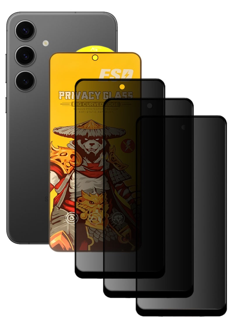 ESD 3 Pieces Tempered Dustproof Privacy Glass Screen Protector Compatible For Samsung Galaxy S24 Plus - Image 1