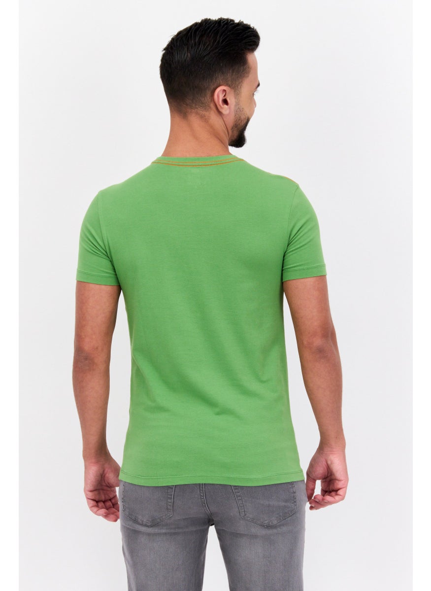GAS Men Slim Fit Crew Neck Short Sleeve Graphic Print T-Shirt, Green  - Image 2