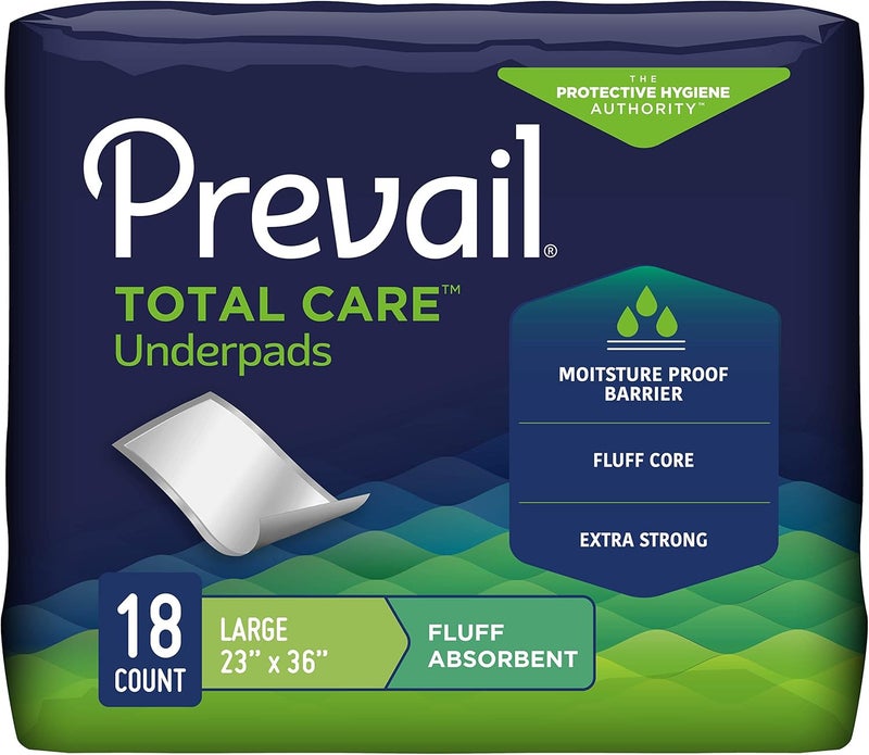 Prevail Prevail Incontinence Underpads - Unisex Disposable Underpads for Men & Women - Fluff Absorbent, 23" X 36", 18 Count Bag 