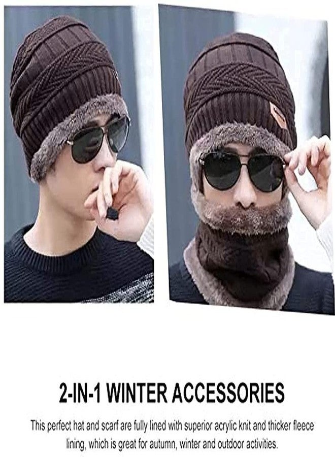 Intimate Unisex Fur, Wool Cap (Pack of 2 And 2) (Cap with Neck Warmer-I18_ Blue Brown_Free Size) - Image 3