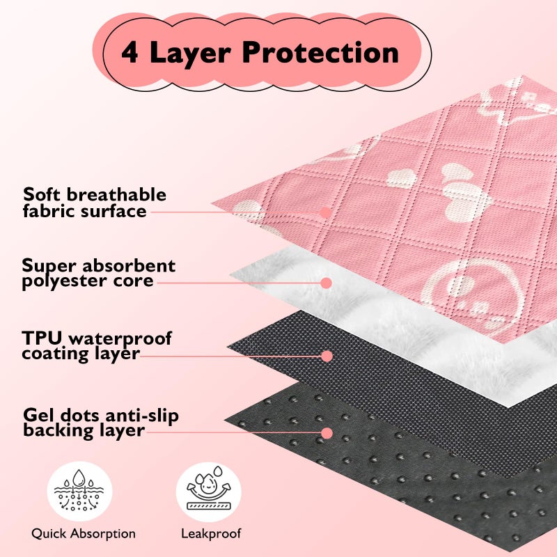Mooydee 2 Pack Guinea Pig Bedding - Washable Guinea Pig Liners for C&C 2x4 Cage, Waterproof Reusable & Anti Slip Pee Pads Super Absorbent Mats for Small Animals Rabbit Hamster Rat (Pink, 57 x 28 Inch) - Image 4