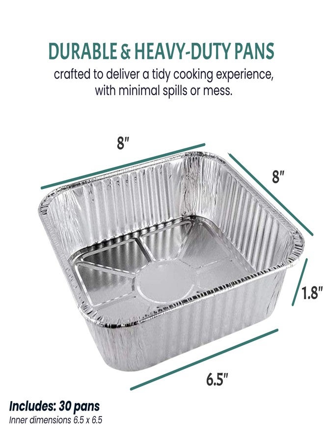 FUNSTITUTION Aluminum Foil Pans 8x8 Inches (30 Pack) - Tin Foil Pans with High Heat Conductivity - Disposable Aluminum Tray Cookware For Baking, Grilling, Cooking, Storing, Prepping - Image 5