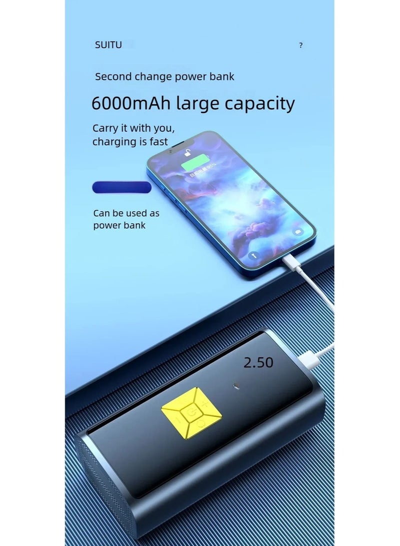 JAJEEK "NEW Portable Air Compressor – 6000mAh Rechargeable Pump with LCD Display for Fast Inflation of Car, Bicycle & Motorcycle Tires" - Image 4