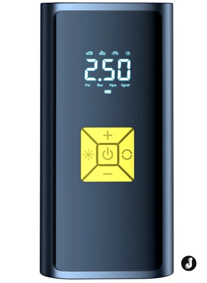 JAJEEK "NEW Portable Air Compressor – 6000mAh Rechargeable Pump with LCD Display for Fast Inflation of Car, Bicycle & Motorcycle Tires" - Image 1