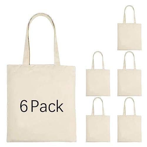 ORJ Sublimation blank canvas bags bulk,Polyester Tote Bags for Sublimation, 6 PCS 12.2 x 14.2Inch Blank Canvas Tote Bags DIY custom Shopping Bag - Image 1
