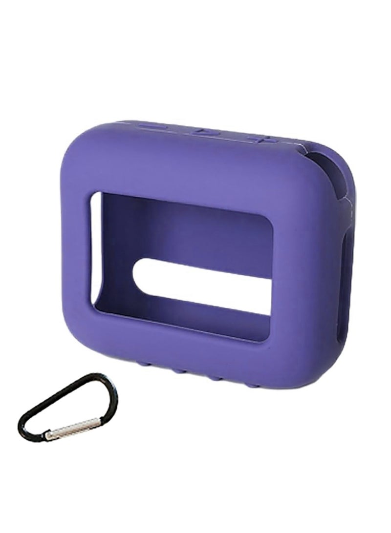 For JBL Go 4 Waterproof Bluetooth Speaker Silicone Cover Case, Portable Silicone Travel Case with Carabiner, Protective Skin Case(purple) - Image 1