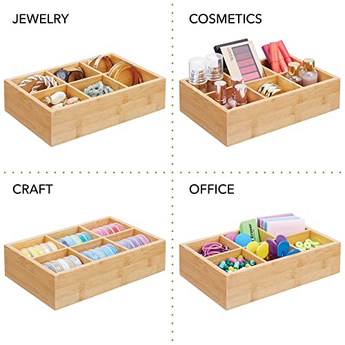 mDesign Bamboo Tea & Food Storage Organizer Container Box - Wooden Holder Case for Tea Bags, Coffee, Snacks, Sugar, Sweeteners, and Small Packets - Echo Collection - 2 Pack - Natural Wood - Image 4