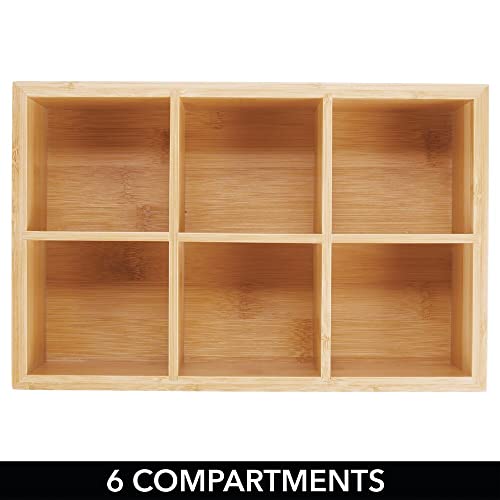 mDesign Bamboo Tea & Food Storage Organizer Container Box - Wooden Holder Case for Tea Bags, Coffee, Snacks, Sugar, Sweeteners, and Small Packets - Echo Collection - 2 Pack - Natural Wood - Image 5