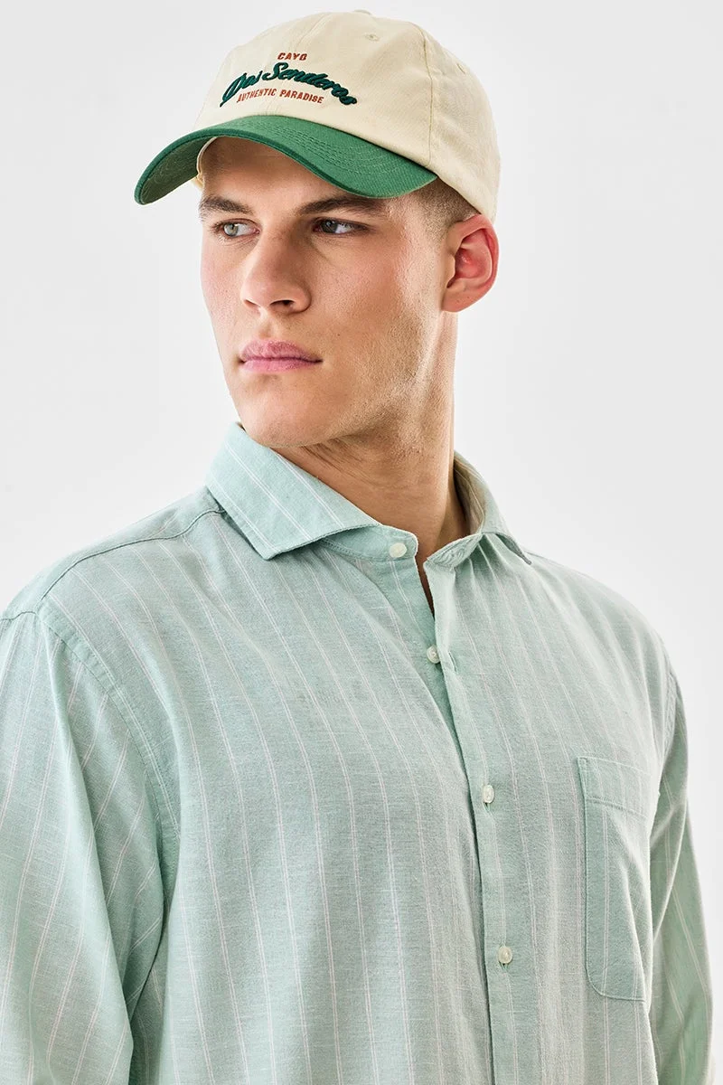 SNITCH Mint Striped Long Sleeve Regular Fit Shirt