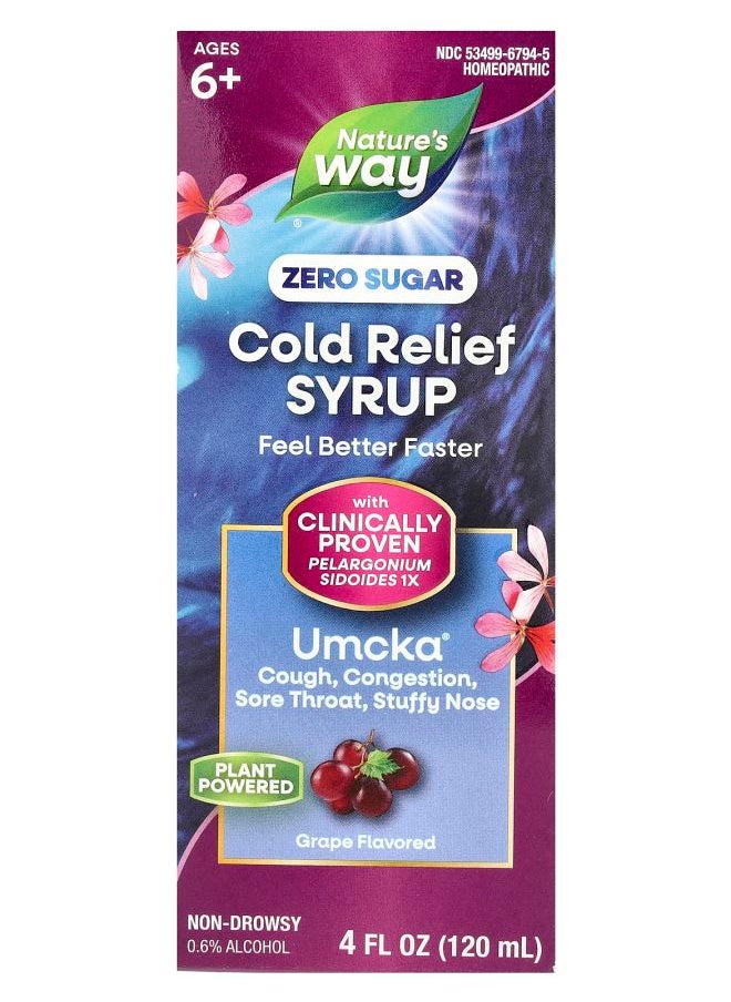 Nature's Umcka® Cold Relief Syrup Ages 6+ Grape 4 fl oz (120 ml) 
