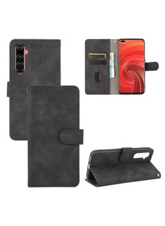 HuHa Case Cover For Realme X50 Pro / X50 Pro 5G Solid Color Skin Feel Magnetic Buckle Horizontal Flip Calf Texture PU Leather Case with Holder & Card Slots & Wallet Black 