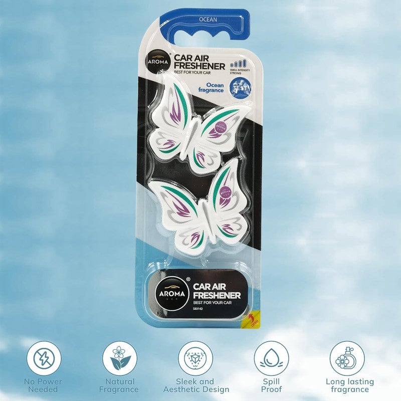 Aroma Stylish Butterfly Car Air Freshener for AC Vent – Clip On Solid Perfume Diffuser, Long Lasting High Strength Fragrance, Spill Proof Battery Free Design for Flat Air Outlets - Image 2