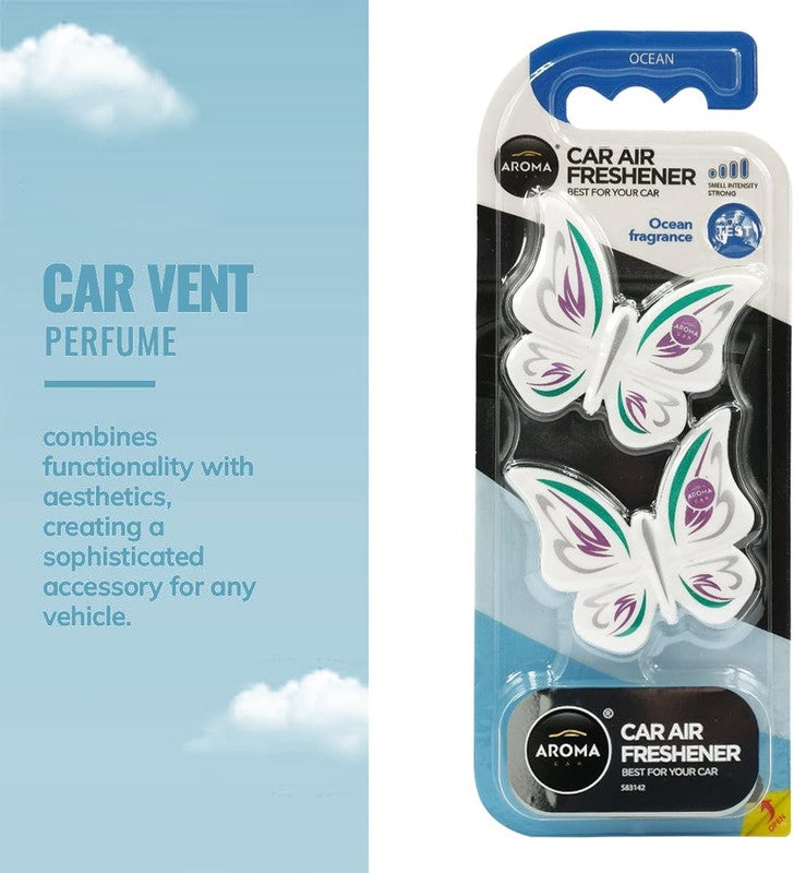 Aroma Stylish Butterfly Car Air Freshener for AC Vent – Clip On Solid Perfume Diffuser, Long Lasting High Strength Fragrance, Spill Proof Battery Free Design for Flat Air Outlets - Image 1