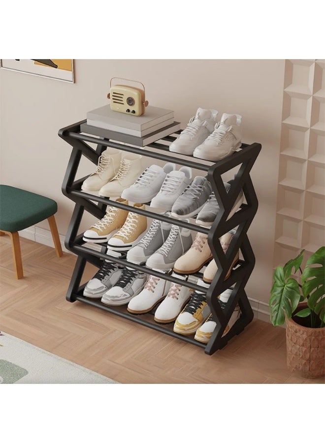 LINGWEI Plastic Shoe Rack 4-Tier Space-Saving Shoe Storage Organizer - Image 5