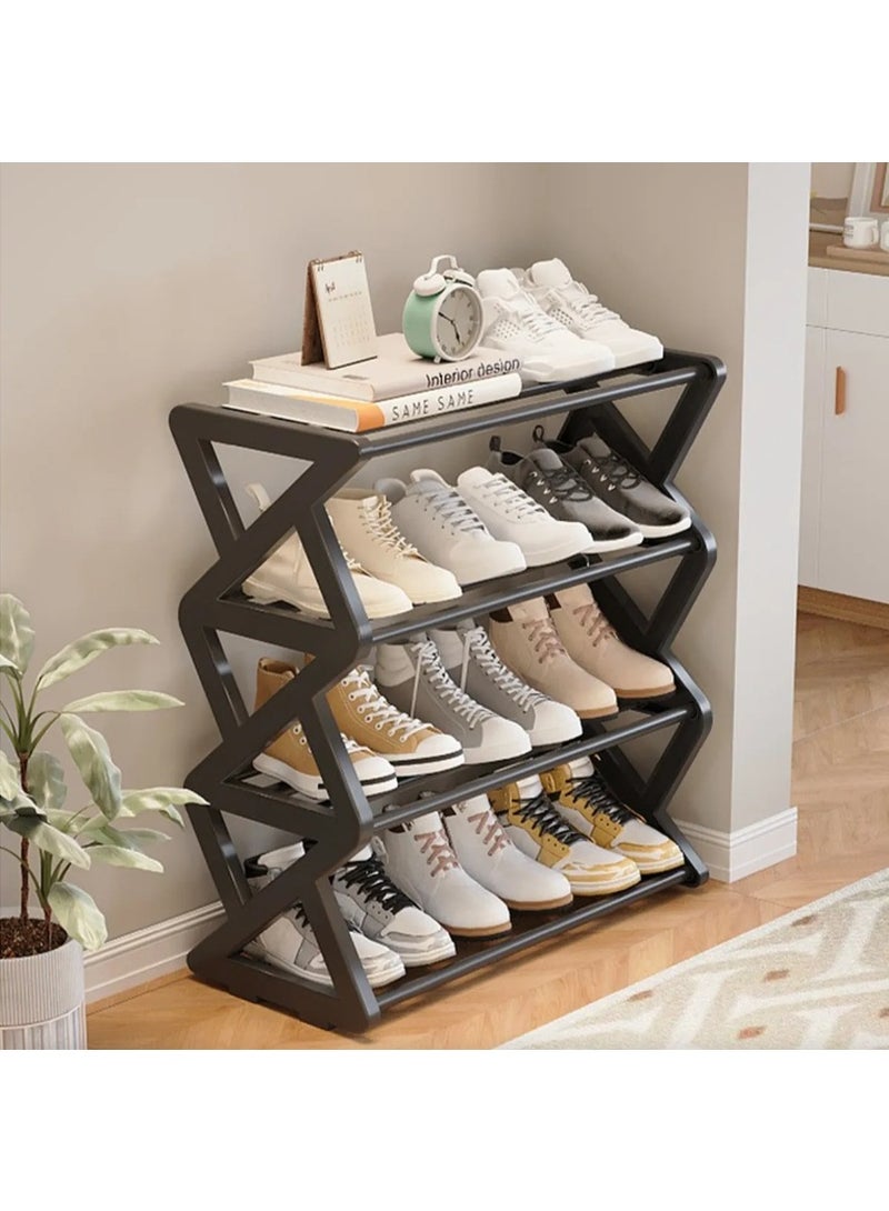 LINGWEI Plastic Shoe Rack 4-Tier Space-Saving Shoe Storage Organizer - Image 3