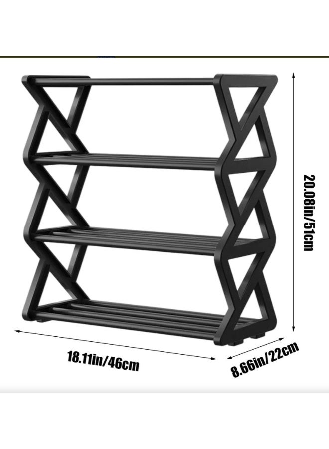LINGWEI Plastic Shoe Rack 4-Tier Space-Saving Shoe Storage Organizer - Image 4