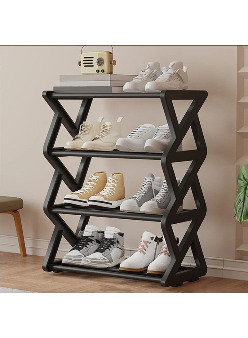 LINGWEI Plastic Shoe Rack 4-Tier Space-Saving Shoe Storage Organizer - Image 1