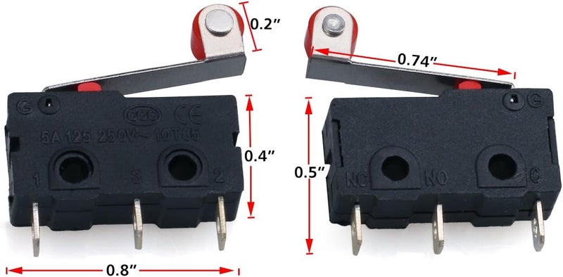 URBEST AC 250V 5A SPDT 1NO 1NC Momentary Hinge Roller Lever Micro Switches 3 Pins 10 Pcs - Image 2