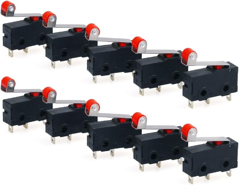 URBEST AC 250V 5A SPDT 1NO 1NC Momentary Hinge Roller Lever Micro Switches 3 Pins 10 Pcs - Image 3